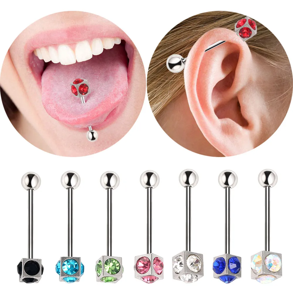 1pc rostfritt stål tunga piercing punk rock stil tunga ringar nippelringar brosk örhänge tragus kropp piercing smycken