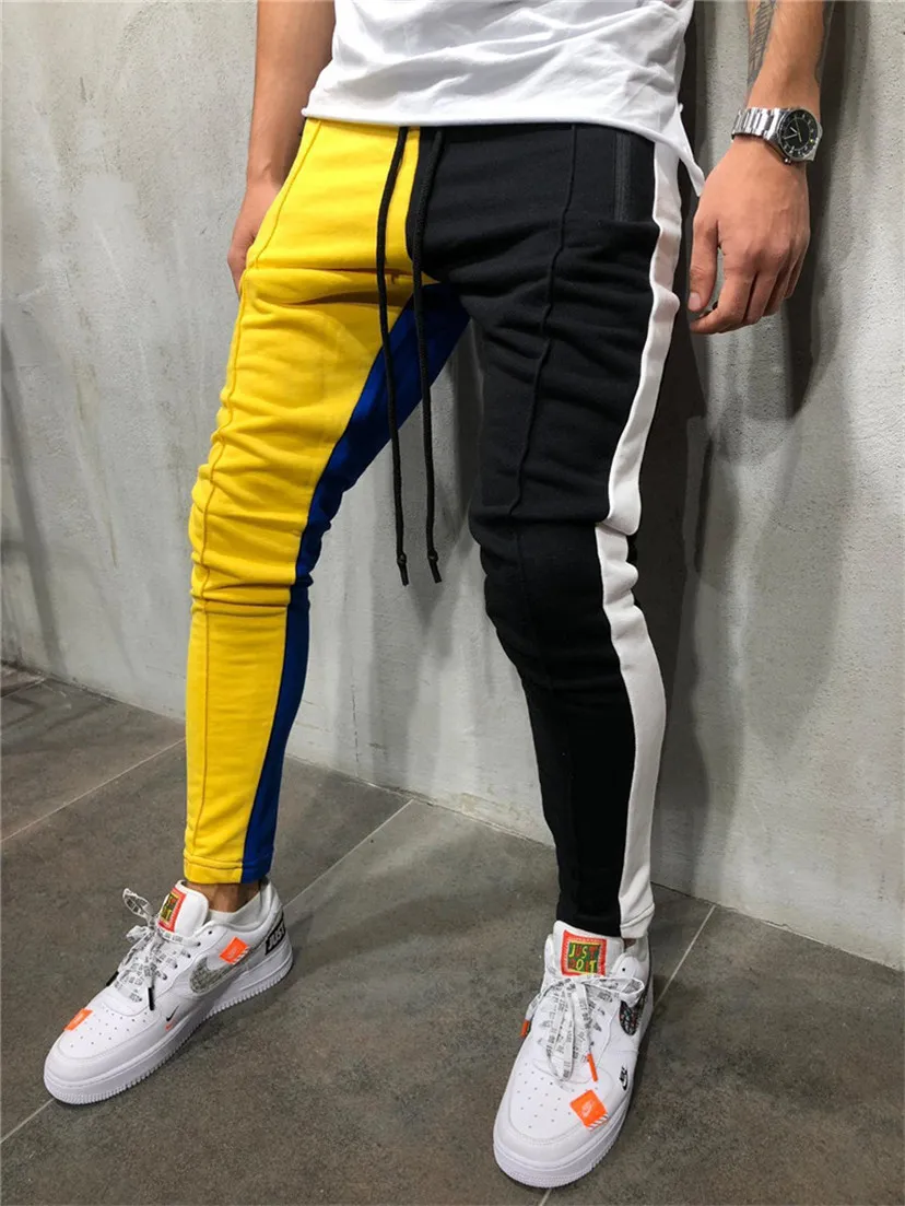 Slim Fit Striped Slim Sweatpants With Color Block Patchwork Slim Fit Striped Slim Sweatpants With Color Block Patchwork