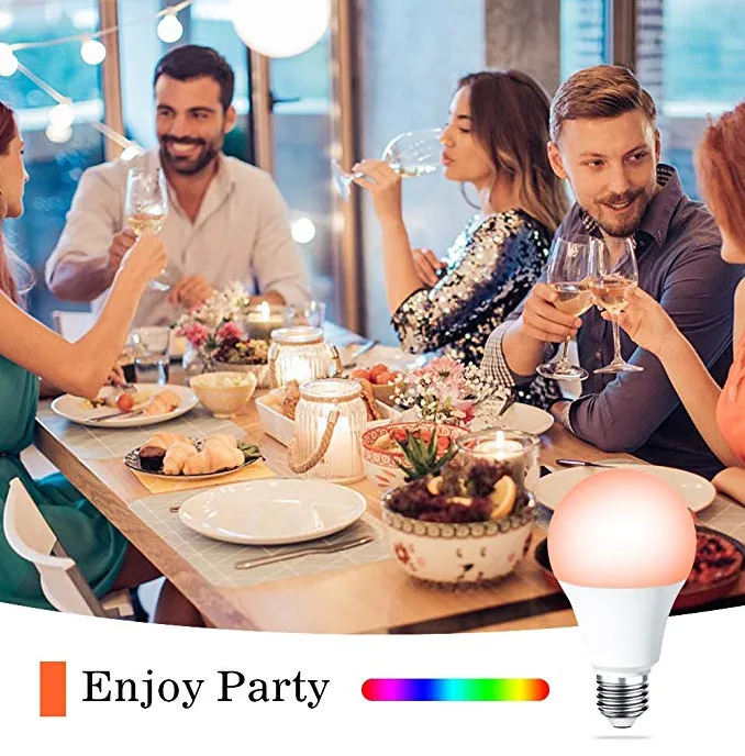 Bulb inteligente LED WIFI RGB 4.5W LED Regulável Bulb Light Bulb Funciona com Alexa Google Home16 milhões de cores APP Controle Remoto