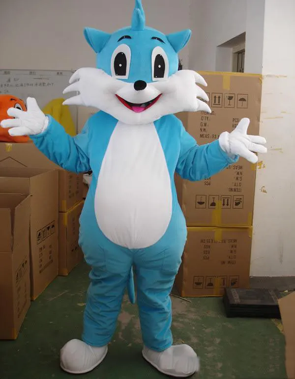 Factory 2019 Outlets Blue Cat Fancy Dress Cartoon Adult Animal Mascot Costume Free Shipping