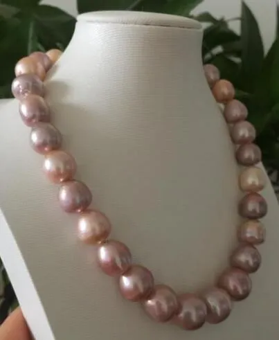 Tylko 13-15mm Sea South Sea Barok Multicolor Pearl Necklace 925 cal 925 Silver