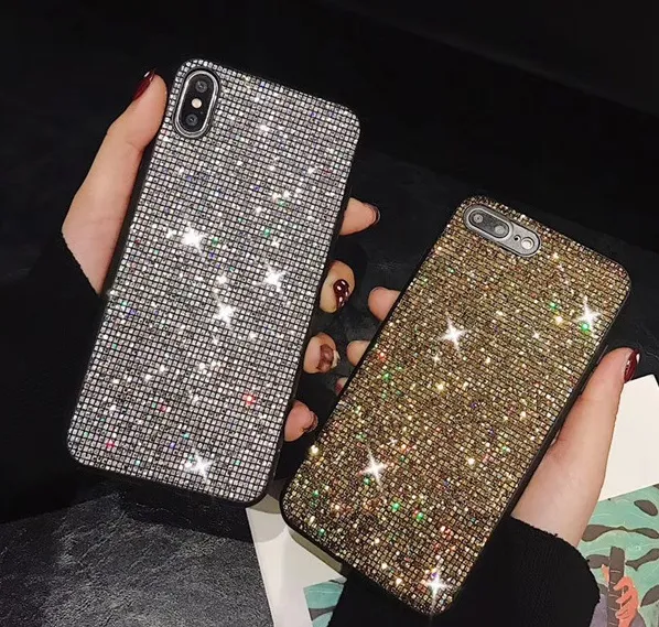 Luxury Bling Diamond Phone Fodraler Glänsande kristallskydd för iPhone 6 S 7 7Plus 8 8Plus x 10 xr xs max