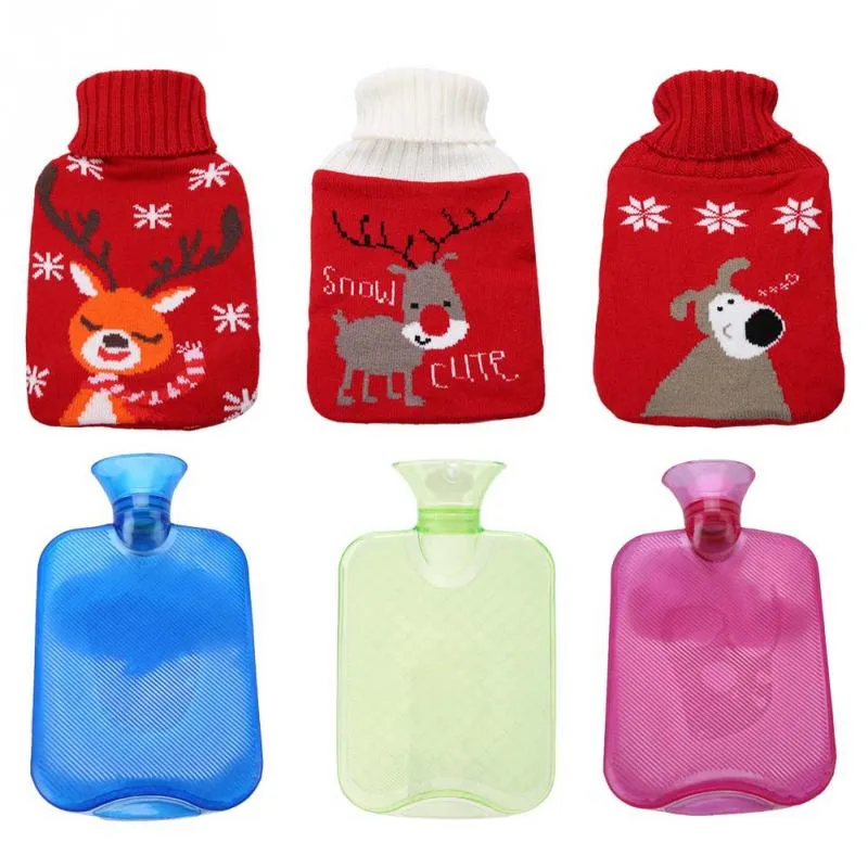 1000ml Massage Cute Hot Water Bag With Knitted Cover Hand Warmer Heat/Cold Therapy Portable Water Warm Massage Color Random Send