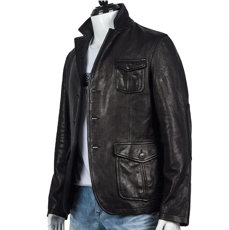 Acquistare Primo Strato In Vera Pelle Di Pecora Giacca Da Uomo Con Colletto  Alla Coreana Da Un Bottone In Stile Slim Sartoriale Economico | Consegna  Veloce E Qualità | It.Dhgate