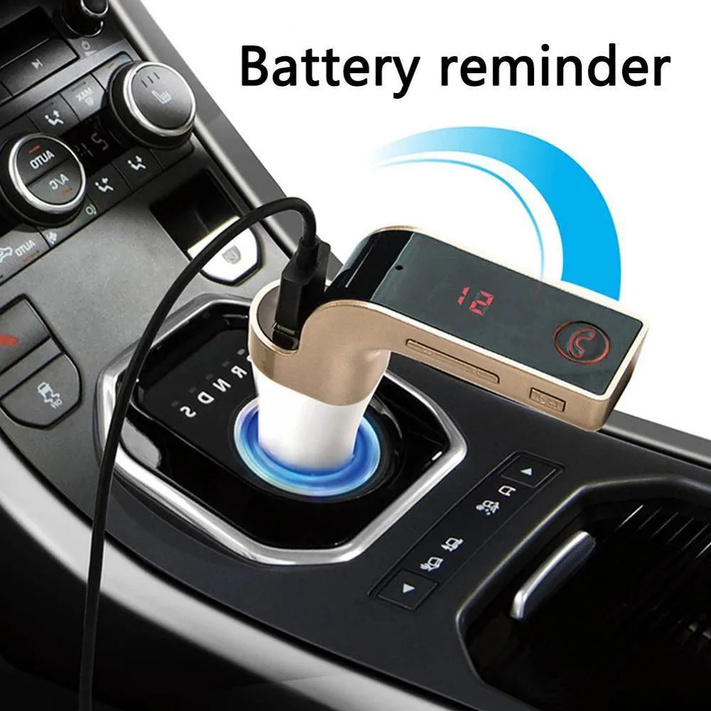 G7 Car Memory Hands-free LCD display 4-in-1 Bluetooth FM Transmitter AUX Modulator Car Kit MP3 Player 2.1A point smoke hole