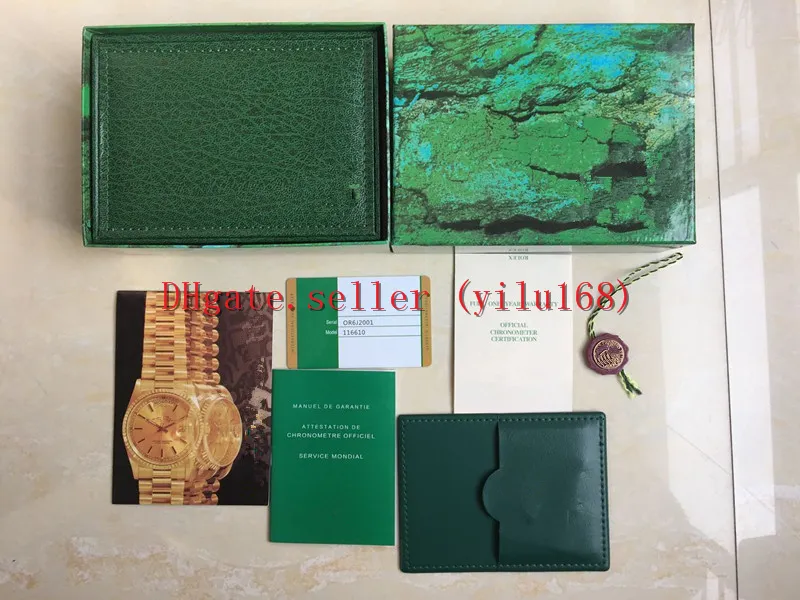 5 pezzi di lusso di alta qualità verde orologio scatola originale GMT 116610 116600 116500 116710 Brochure certificato regalo regalo uomo donna Orologi 2020