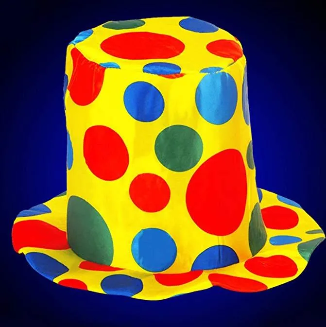 Cappello a cilindro a pois Clown Circo Accessorio per costumi di Halloween  Cappello a tesa larga di carnevale Cosplay Cappellini per feste di