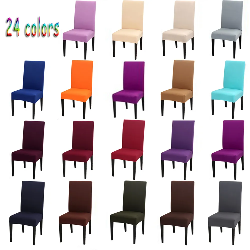 24 Kolor Krzesło Pokrywa Spandex Stretch Elastic Sliplovers Solid Color Krzesło Okładki Do Jadalni Kitchen Wedding Banquet Hotel