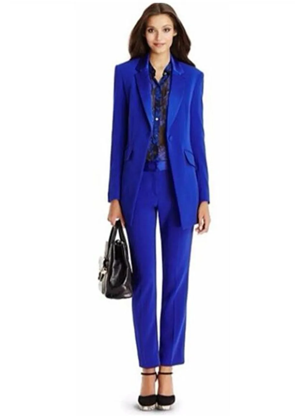 Custom Made Royal Blue Pantsuits Single Breasted Business Formal PantSuits  Women Full Sleeve Jacket+Pants Suit Female Pantsuit From Dunhuang555,  $86.12