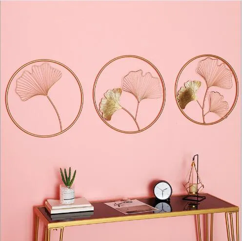 Ginkgo leaf Decorative Plates wall hang rion circular porch hanging Round decoration of Hotel Cafe Nordic decorations