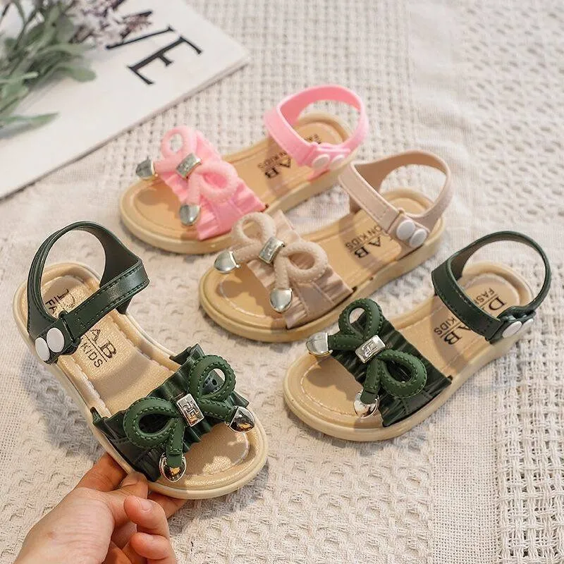 Nouveau été filles sandales mignon noeud papillon enfants chaussures grande fille princesse chaussures décontracté enfants sandales bébé enfant en bas âge sandale plage diapositives