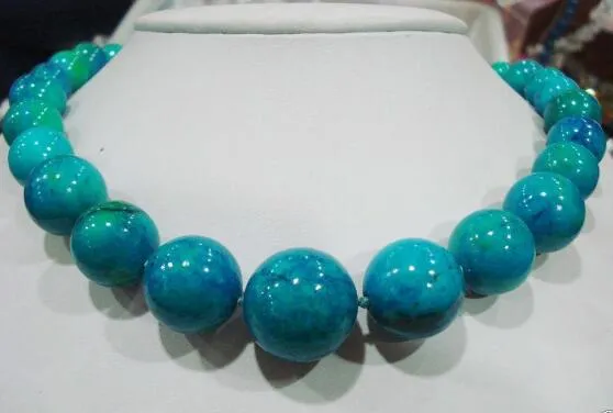 Jewelryr Jade Kolye büyük 10-20mm mavi ham turkuaz boncuk kolye Ücretsiz Kargo çarpıcı