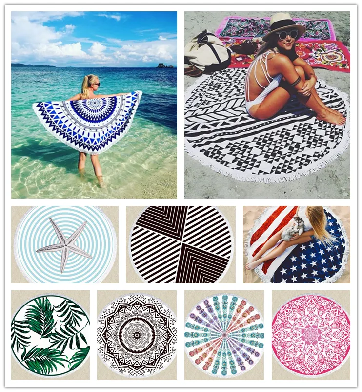 30 Designs Mandala Strandhanddoek Dreamcatcher bedrukte badhanddoeken met kwastje Shawl Summer Beach Carpet Deken Yoga Mat Picknick Tapijt Tapijtwerk