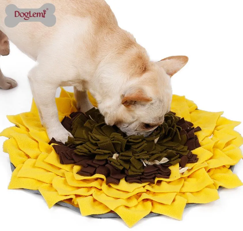 Dog Round Sniffing Training Mat Dog Washable Puzzle Training Blanket Pet Multicolor Nasal Congestion Mat Dog Toys Accessories GD194