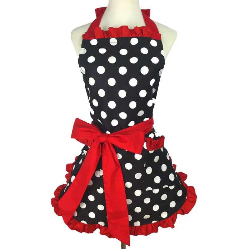 Hot Mooie Sweetheart Retro Keuken Schorten voor Vrouw Meisje Katoen Polka Dot Koken Salon Vintage Vintage Apron Dress Christmas