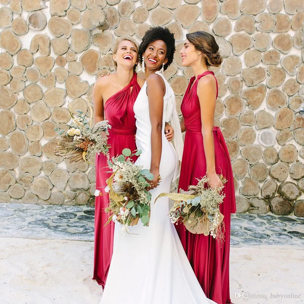 Red Backless A-Line bridesmaid dress - Convertible, Floor Length, Customizable - 2019 Wedding Guest Gown (Style 0430)
