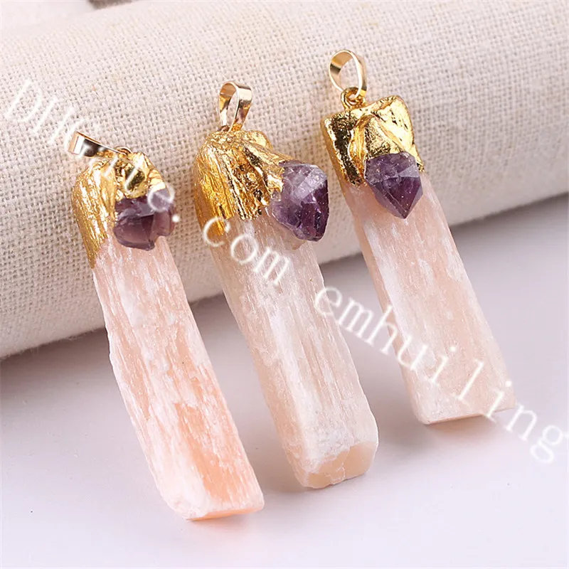 Selenite Pendant w/ Silver Plated top Selenite Pendant w/ Silver Plated top