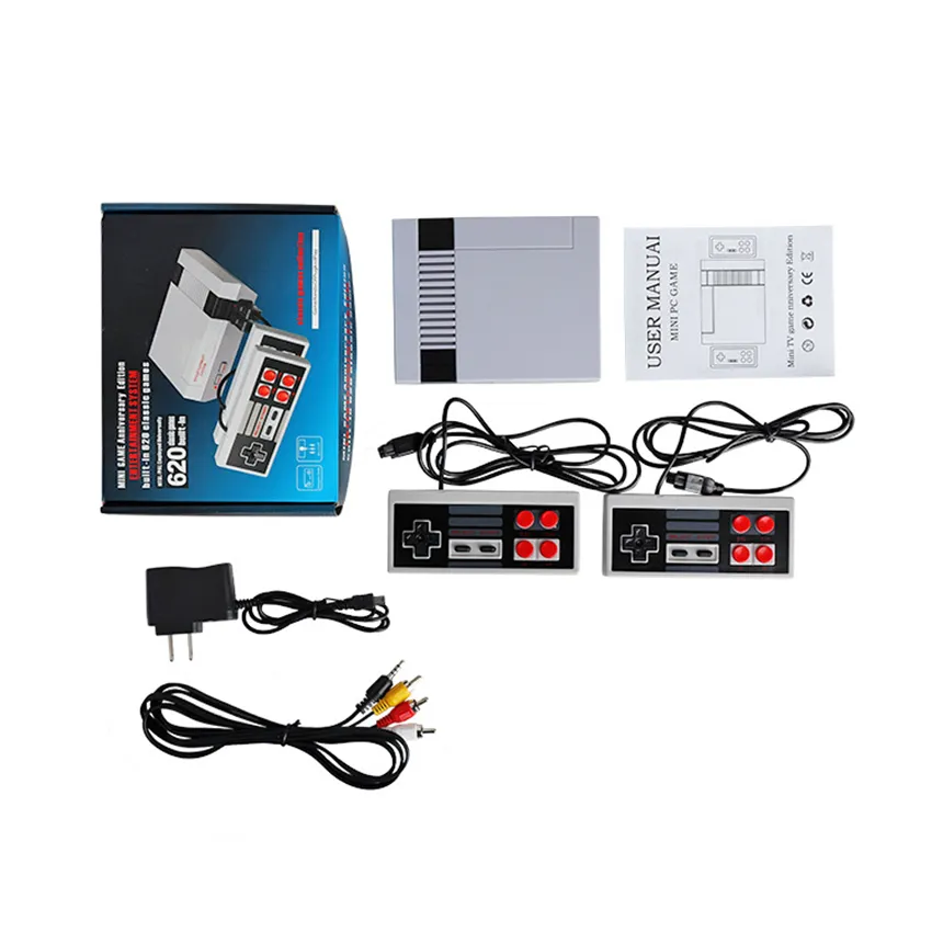 Consoles de jeux vidéo TV Édition anniversaire Système de divertissement à domicile Console de jeux portable NES 620 pouces 8 bits avec deux manettes