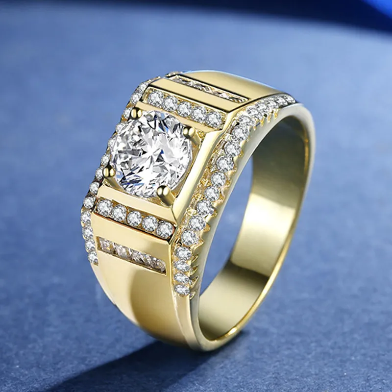 Original Echte Hohe Qualität 925 Silber/Gelb Gold Füllung Hochzeit Verlobung Schmuck Mann Ring Großhandel Kostenloser versand MJ015