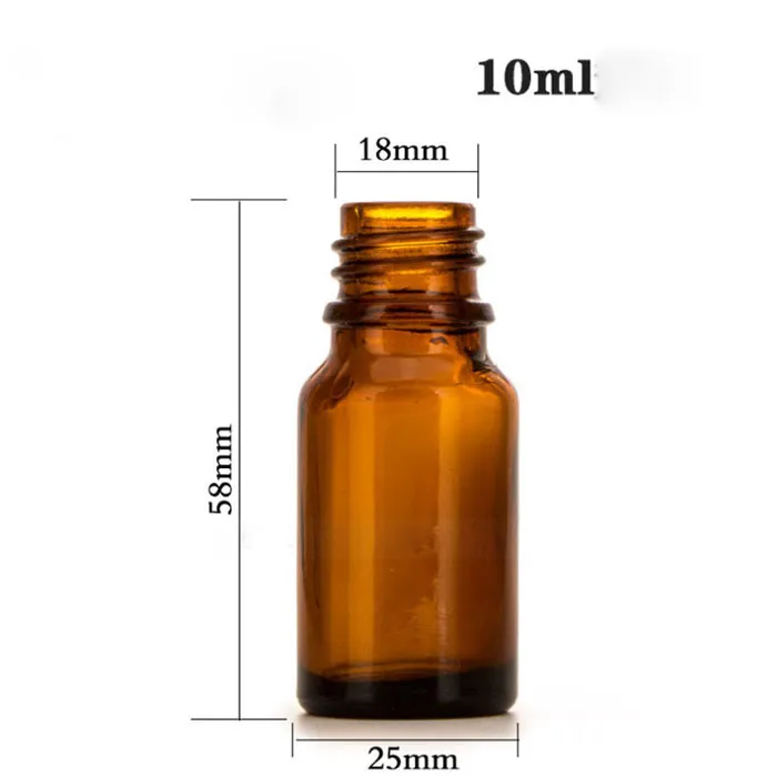 10 ml Amber Droper Bottle Eliquid med svart manipuleringslock l￥ng spets f￶r 10 ml oljeglasflaskor