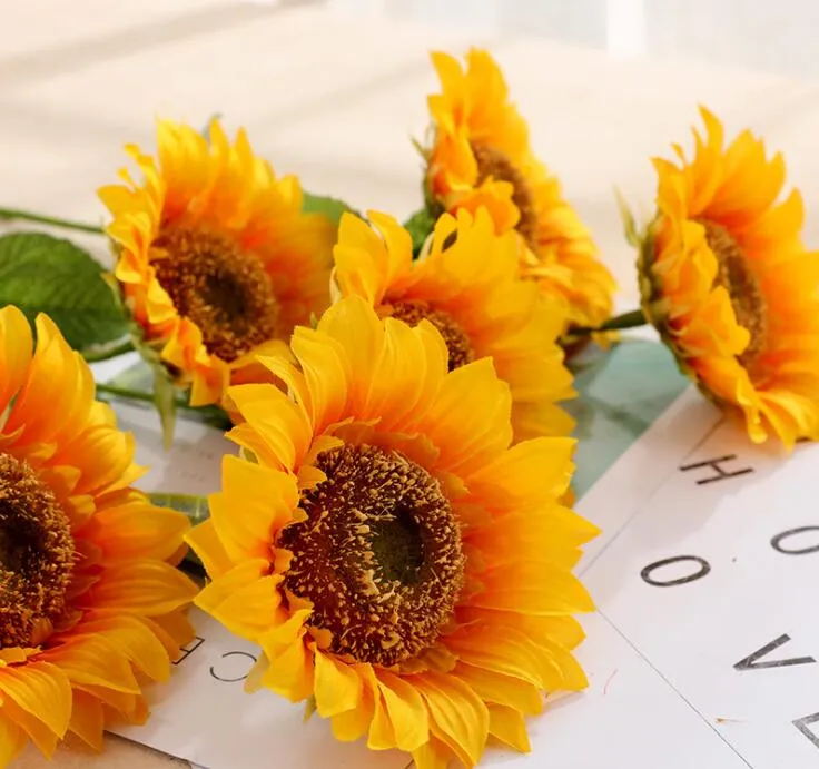 Artificial Dried Flowers Single large sunflower Simulation sun flower floor decoration floral kunstblumen GB524