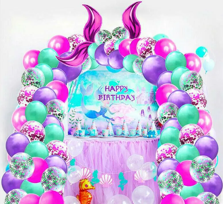 Ensemble de ballons queue de sirène, jouet pour enfants, décoration de fête à thème sous la mer, guirlande d'anniversaire, Kit en arc de ballons métalliques
