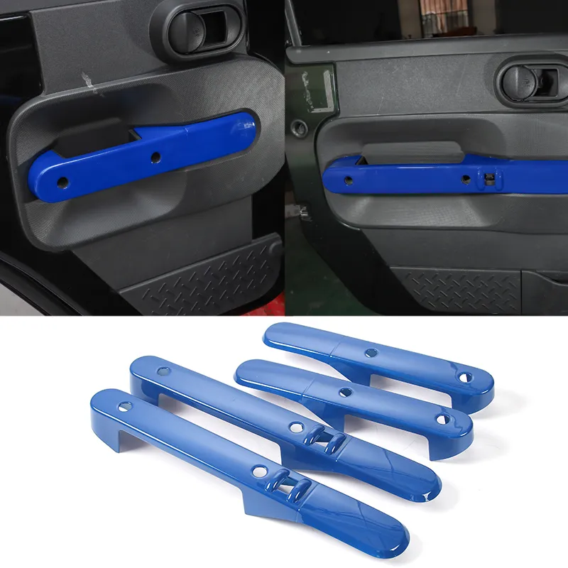 ABS الأزرق سيارة مقبض الباب والإطار الديكور تريم لجيب رانجلر JK 4Door 2007-2010 سيارة زينة الداخلية