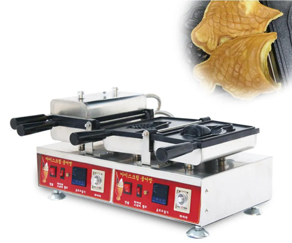 Voedselverwerking Commerciële Digitale Warped-Tail Fish Waffle Maker Snapper Taiyaki Machine