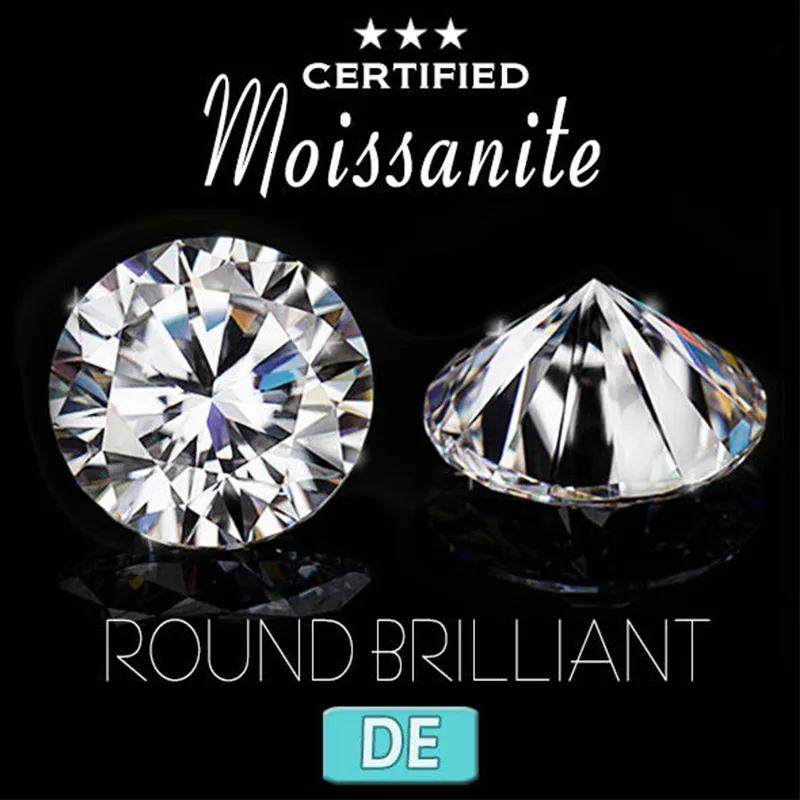 NiceGems 2.5ctw Moissanite 8.5mm D Couleur en vrac GemStone Incolore Rond Excellent Coeurs Et Flèches Cut Lab Grown Diamond VVS1 CJ191210