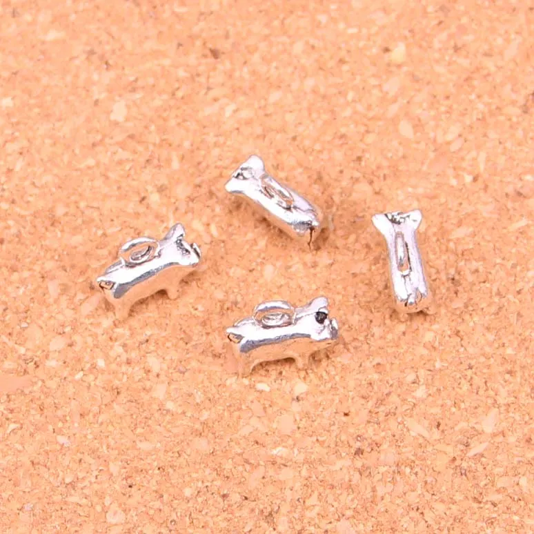 100pcs Charms lovely pig Antique Silver Plated Pendants Making DIY Handmade Tibetan Silver Jewelry 11*11*4mm