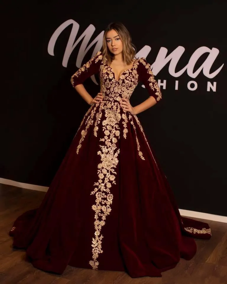 green emerald velvet dress Beaded-Bodice Long Tulle A-Line Prom Dress main image 1