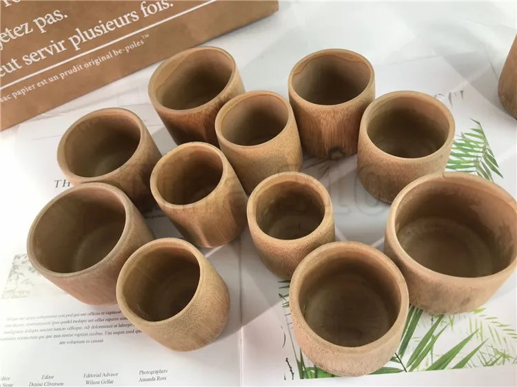 Newest Handmade Natural Bamboo Tea Cup Japanese Style Beer Milk Cups