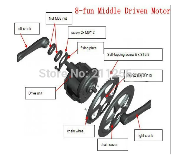 Bafang / 8fun Mid Central Drive, 48v 750w BBS02 Últimas Motor Controlador Crank, ebike Electric Bike Kits de conversão Trike