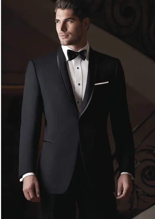 Classic Designe Charcoal Grey Men Wedding Tuxedos Best Groom Tuxedos Popular Jacket Blazer Men Business Dinner / Darty Suit (Chaqueta + Pantalones + Corbata) 6