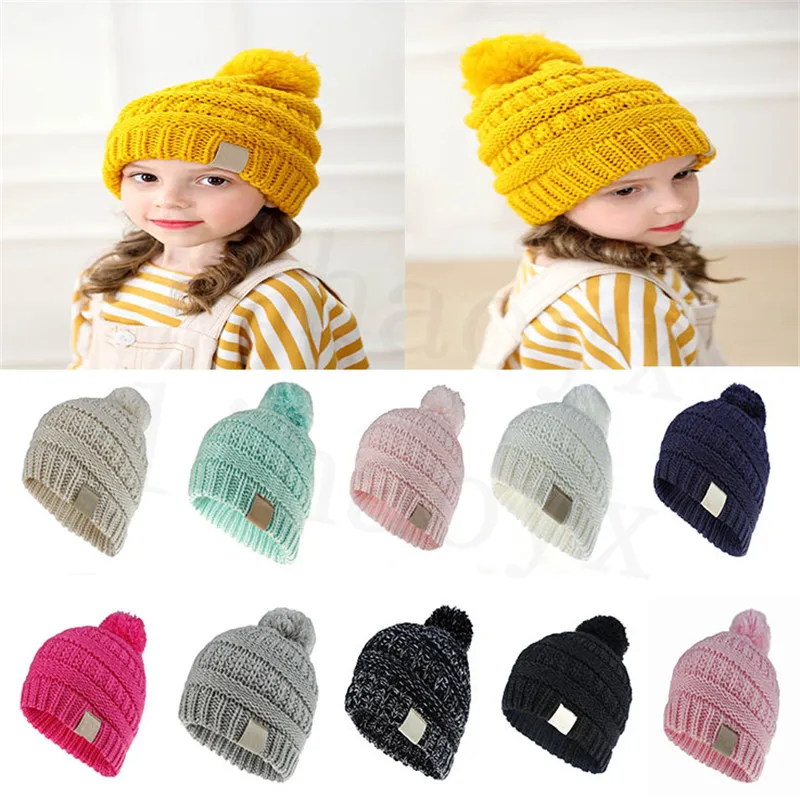 Chapeau pour enfants, 11 couleurs, couleur unie, tissé au crochet, pour bébé fille et garçon, mode hiver chaud, accessoires DC912