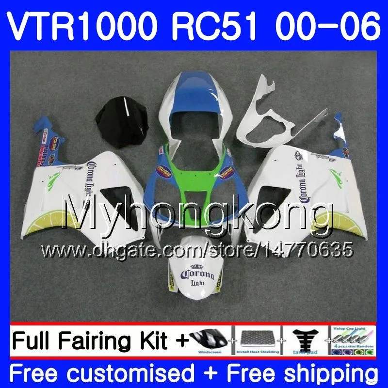 HONDA VTR 1000 RC51 için Kit 2000 2001 2002 2003 2004 2005 2006 257HM.32 RTV1000 SP1 SP2 beyaz stok sıcak VTR1000 00 01 02 03 04 05 06 Fairing