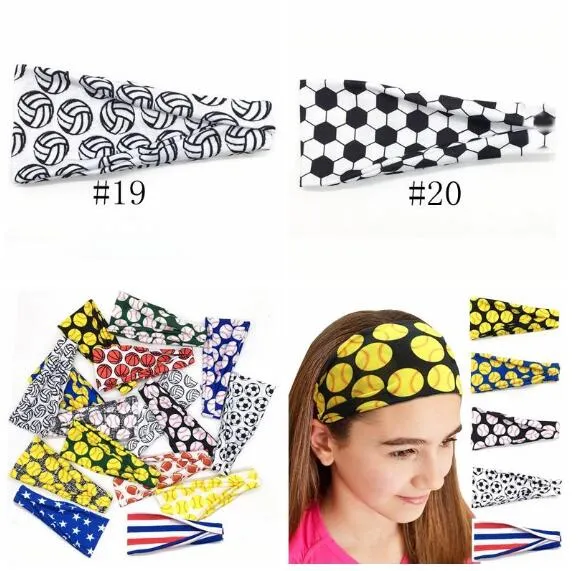 2020 Baseball Sports Headband Kvinnor Män Softball Fotbollslag Hårband Svett Huvudband Yoga Fitness Scarf Sport Handduk 20 stilar Ny