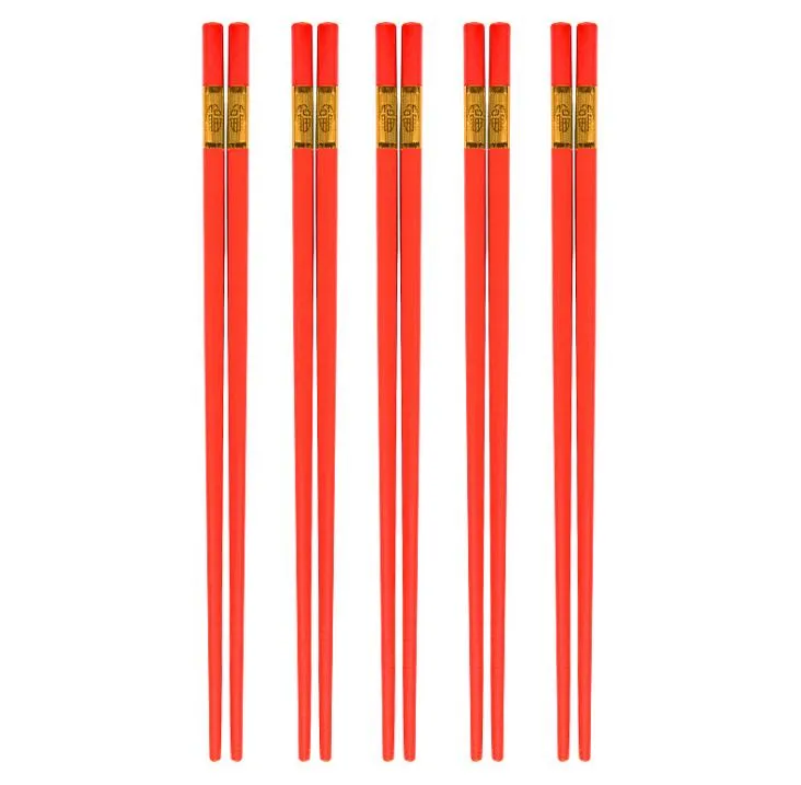 100Pairs Alloy Red Chopsticks Kinesiska Långt Non-Slip Sushi Hashi Chop Pinnar Set Bröllop Favoriter och Gifts Porslin Sn3794