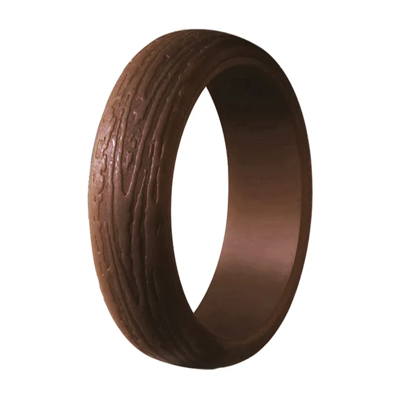 10Pack Tree Bark Grain Silicone Rings gummi bröllopband för kvinnor storlek 4107340784
