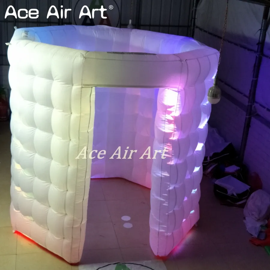 2022 Newest Inflatable Octagon Photo Booth Tent Black Outside White Inside Spotlighting Party For US