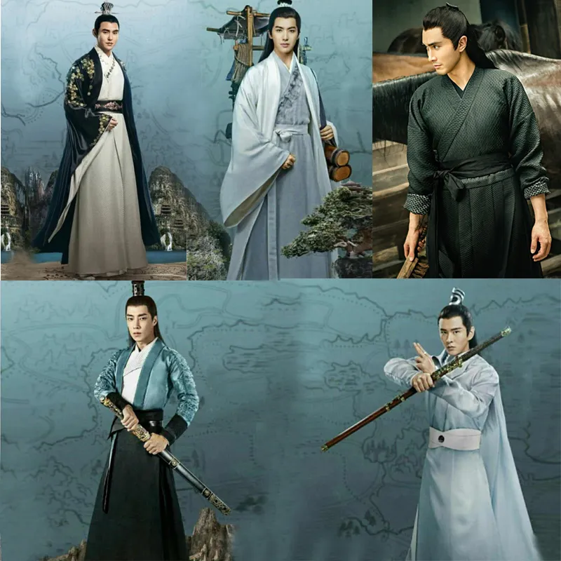 Film studio foto shop hanfu zwaardman gewaad tv drama oude mode mannen kleding chivalrous man kleding prinsen edelen jassen