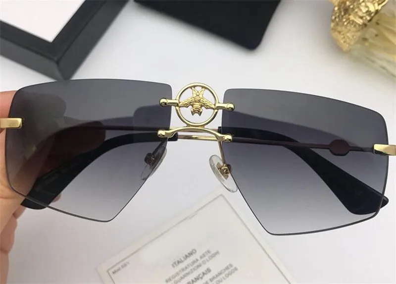 Wholesale-2018 new fashion designer sunglasses 1835 frameless crystal cutting lenses summer light-colored decorative eyewear for women