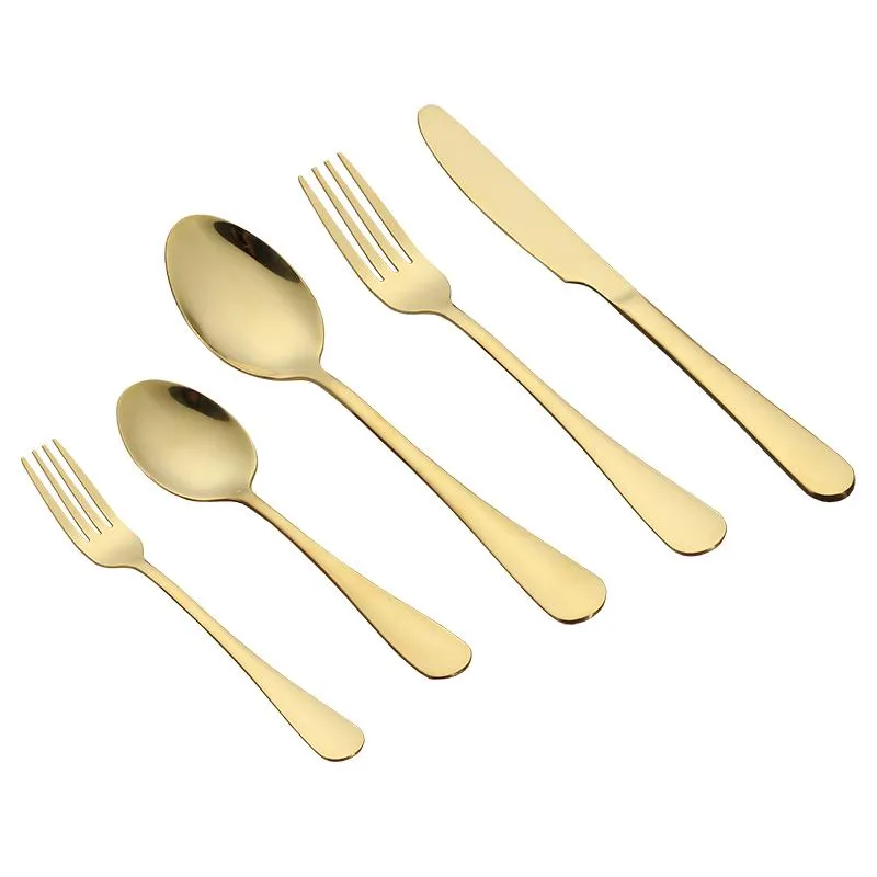 Gold silver stainless steel flatware set food grade silverware cutlery set utensils include knife fork spoon