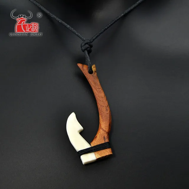 Pendant Primitive Tribes Jewelry Handmade Carved Wood Fish Hook Necklace  Yak Bone Necklaces For Surfing9341183 From Kvt1, $20.78