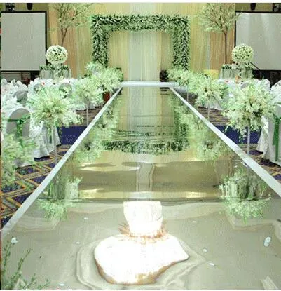 Partido Evento Runner casamento de prata 1pcs Super Bright 20M * 1.2M Dupla Face Espelho Carpet Stage Aisle Decoração Banquete