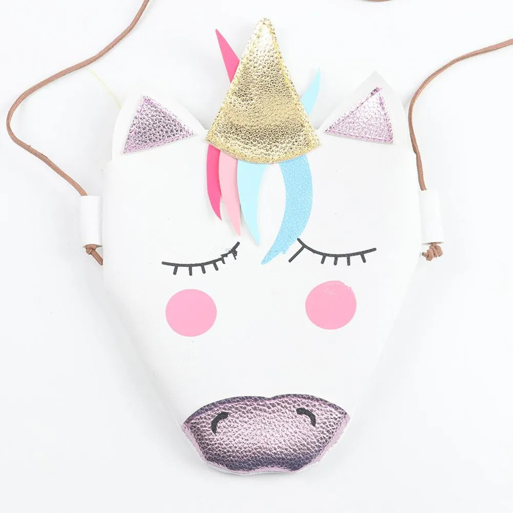 Mini Torba Na Ramię Dziewczynek Unicorn Messenger Torba PU Skóra Cartoon Cute Kids Boutique Nowy EEA508