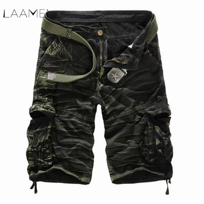 Laamei Камуфляж Camo Cargo Мужчины Новый Случайный Мужской Свободные Шорты Человек Военные Шорты Плюс Размер Нет Пояса Q190427