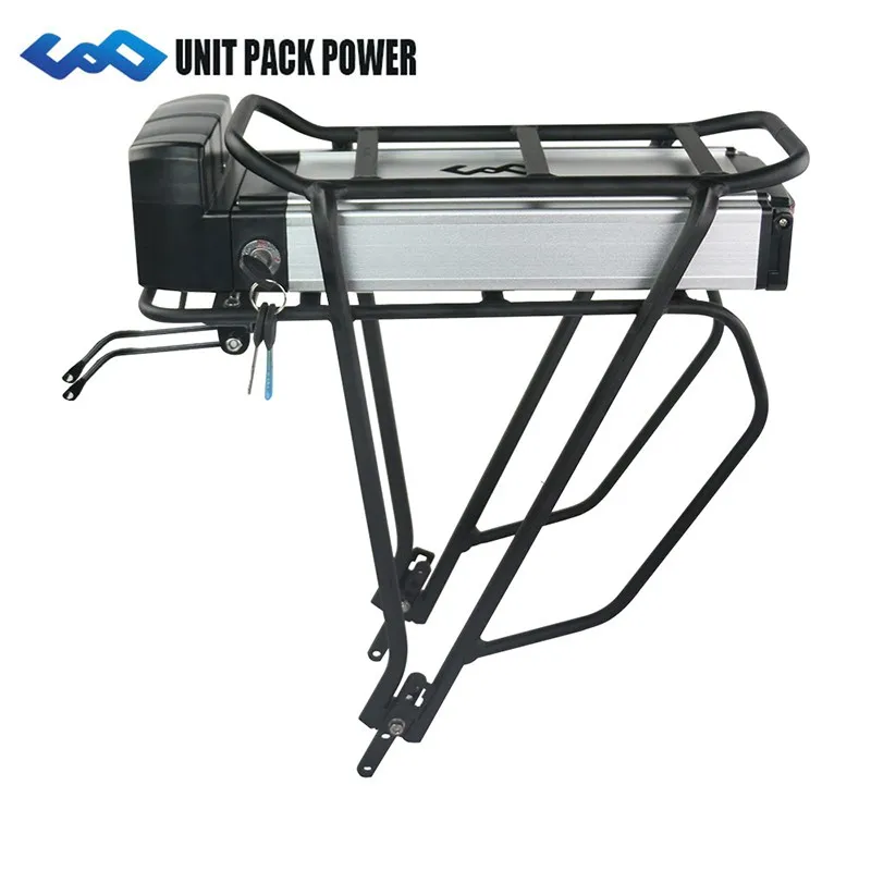 UPP Electric Bike Battery 48V 8AH 10AH 500W 750W 48V Ebike Lithium ion Rear Rack Battery with Double Layer Rack
