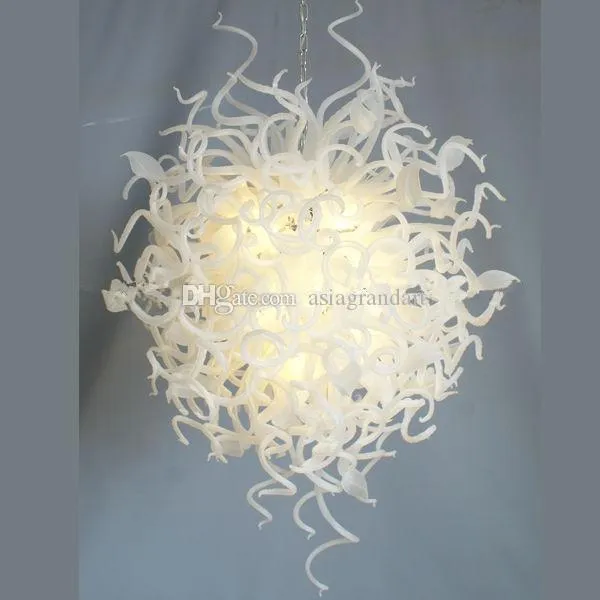 100% Mouth Blown CE UL Borosilicate Murano Glass Dale Chihuly Art Pure White Pendant Cheap Modern Ceiling Lights