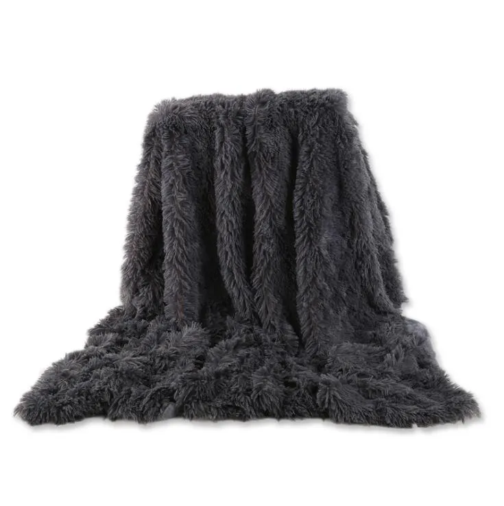 Plush Throw Blanket Super Soft Long Shaggy Blankets Fuzzy PV Fur Faux Fur Warm Elegant Cozy Throw Sofas Bedding 80*120cm LXL1137-